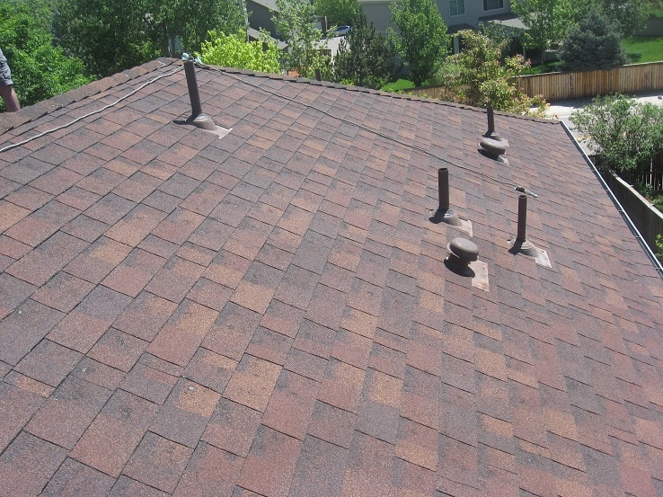 Hail damage to asphalt roofing